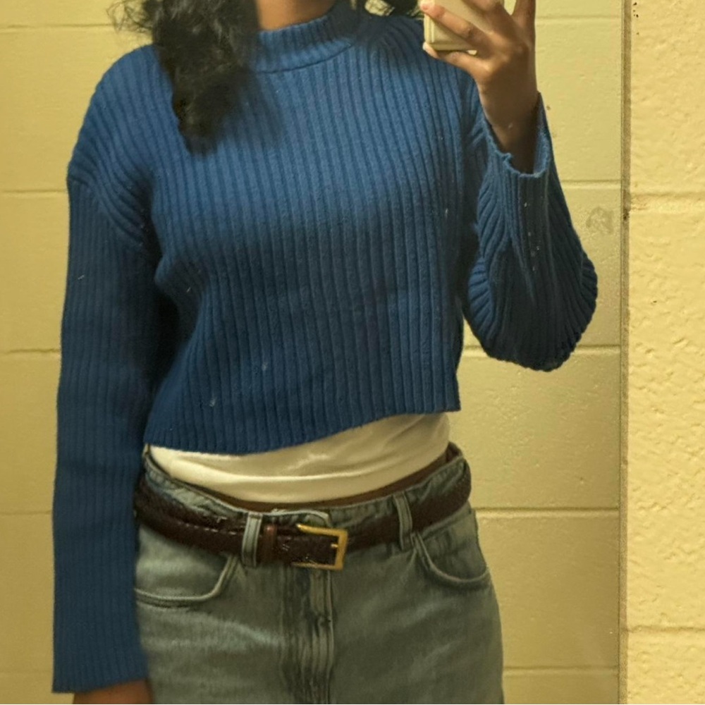 H&M Blue Cropped Sweater